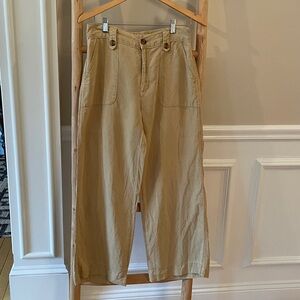Cynthia Rowley Beige Linen Textured Pants